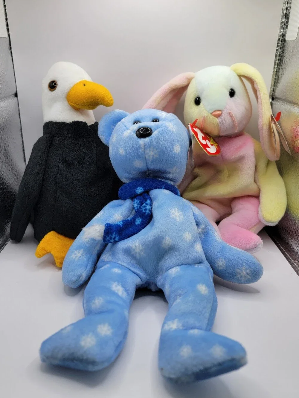 Ty Beanie Babies Plush Lot 3 Hippie Bunny Holiday Teddy 1999 Baldy